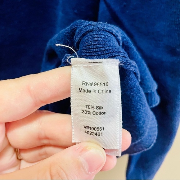 Coldwater Creek Navy Blue Silk Blend 3/4 Sleeve Cardigan 1X - Picture 3 of 7